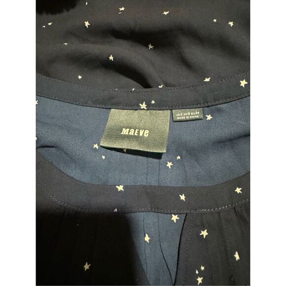 Maeve navy blue star print cutout blouse 2 - Picture 4 of 5